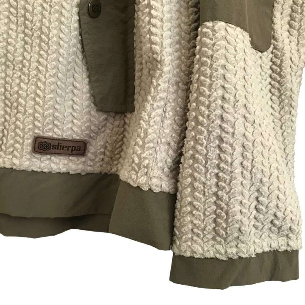 Sherpa Adventure Gear Full Zip Jacket XL Fleece Textured Oatmeal Gorpcore Nepal